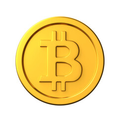 3d bitcoin icon. isolated on transparent background.