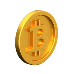 3d bitcoin icon. isolated on transparent background.