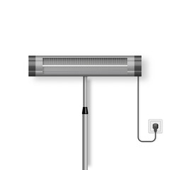 UV, electric heater on a stand, 3D vector illustration.