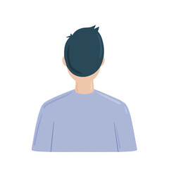 Young man, view from the back. Boy character. Cartoon illustration isolated on white