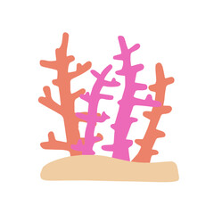 Corals on reef. Underwater plants. Exotic tropical undersea.