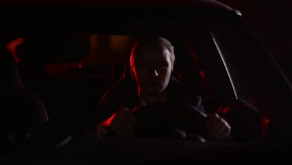 Professional driver in a night 