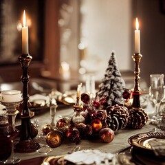 Weihnachtlich dekorierter Tisch