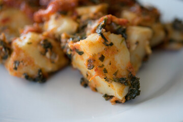 Nigerian Spicy Potatoes pottage with vegetables ready to eat