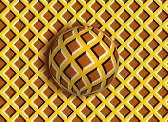 Abstract 3D optical illusion with moving ball - obrazy, fototapety, plakaty