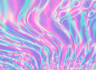 Background with colorful chromatic waves, liquid hologram foil pattern
