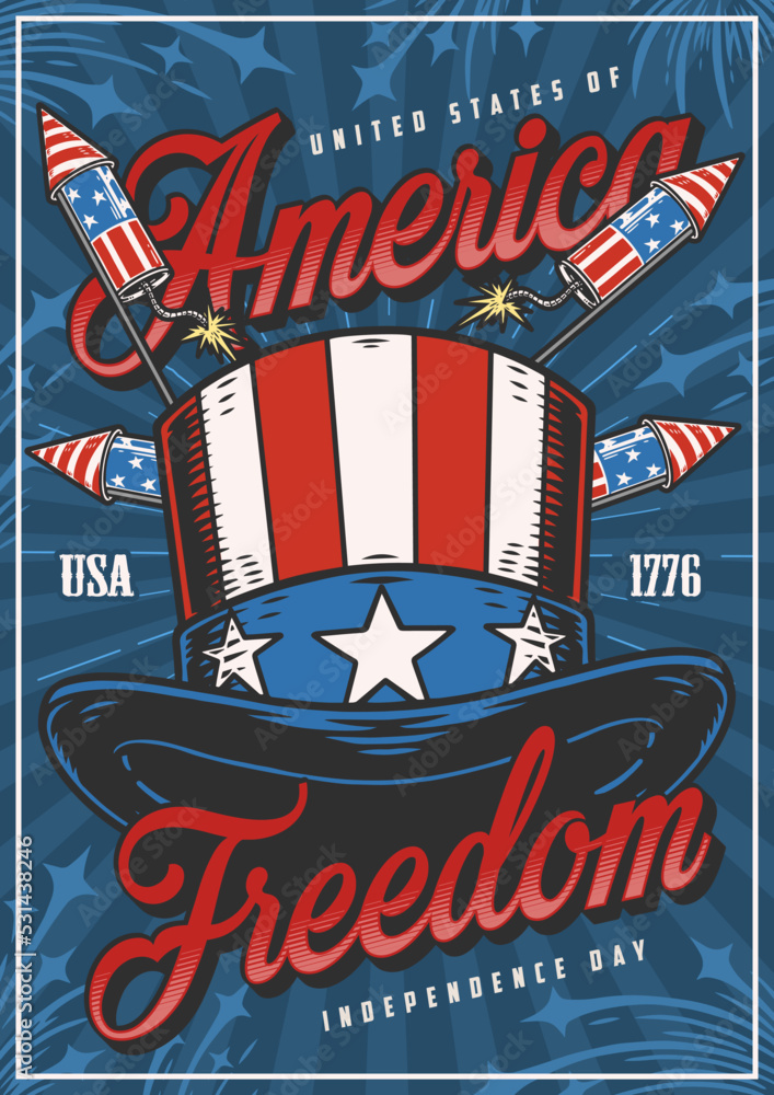 Wall mural America independence day flyer colorful