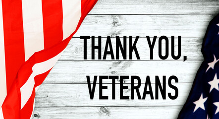 Fototapeta na wymiar tekt thank you veterans with usa flag