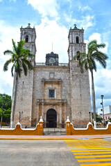 
San Gervasio cathedral facade in Valladolid in Mexico