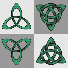 Celtic ornament elements, knots intertwined, isolated, on a dark and light background. Vector illustration.