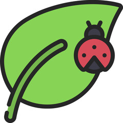 Obraz premium Bug On Leaf Icon