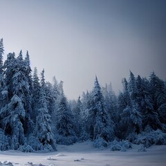 Verschneite Bäume in Alaska
