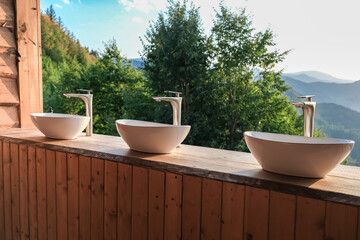 Travel. Girl travels through the mountains glamping, tents,waterfalls of wild nature. Unity, mental health, eco travel. Hiking in the mountains, van life vibes, travelling,good moments, digital detox