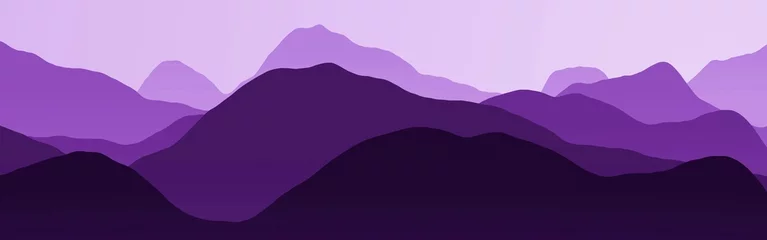 Poster prachtige paarse bergen hellingen wild landschap - platte computer graphics achtergrond afbeelding © Dancing Man