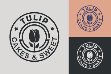 tulip flower rose logo cakes and sweets logo floral