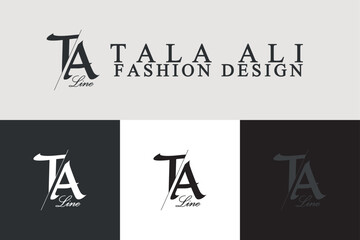 TA fashion line design logo tala ali brand T A - obrazy, fototapety, plakaty