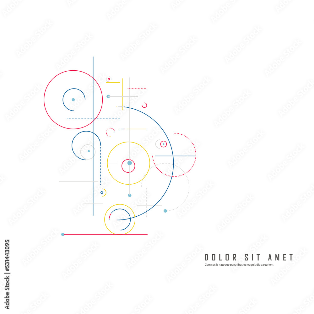 Leinwandbilder Abstract illustration. Circular elements in creative pattern with abstract geometric objects. Modern vector design digital dots and dotted circles