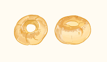 Round bagel bread in vector illustration