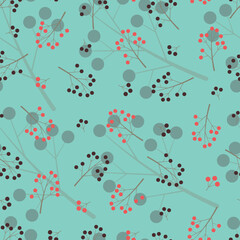 Elegant trendy ditsy vector floral seamless pattern design of abstract branches and seeds. Repeat texture foliate background for printing and textile