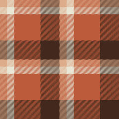 Plaid seamless pattern in orange. Check fabric texture. Vector textile print.
