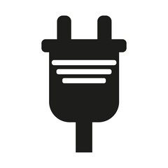 Electric plug. Isolated web icon. Logo design. Flat vector illustration in black and white.