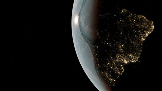 South America seen from space. Brasil visible from the orbit of the Earth.
