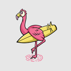 Flamingo Surfing Streetwear Cartoon