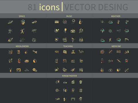 Icons set in vector graphics.