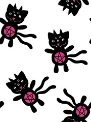 Halloween black cats seamless monsters pattern for wrapping and kids clothes print and accessories and fabrics