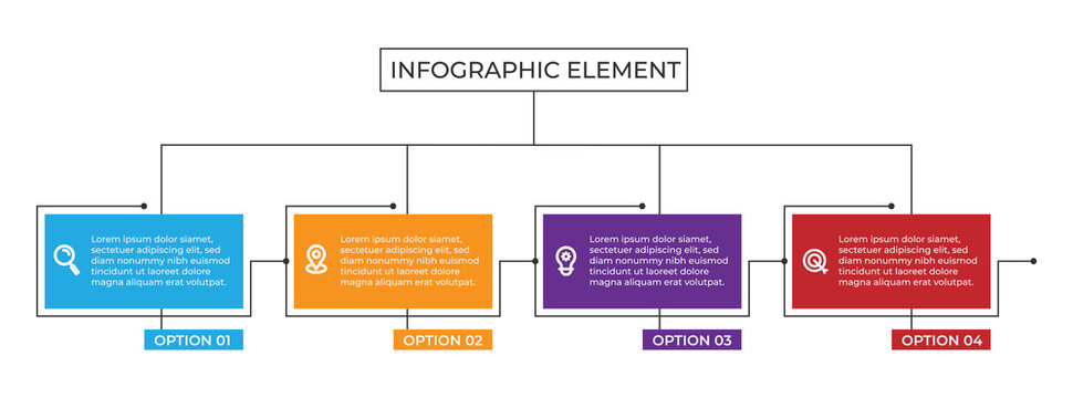 Thin line minimal infographic design template with icon and 4 options or steps