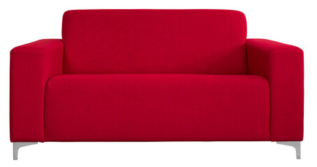 isolated minimalist red two seat couch, love seat
