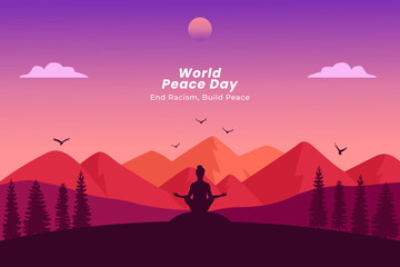 World Peace Day Landscape Nature Background Vector Illustration