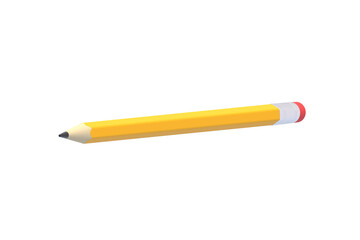 Wooden pencil with eraser isolated on white background. 3d render