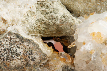 Quartz crystals in nature