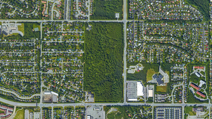 City, Forest and Park, urban forest aerial view, Arnold L. Muldoon Park, looking down aerial view...