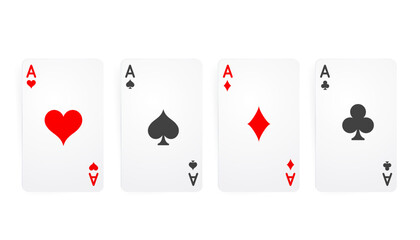 Vector illustration of cards for playing poker and casino isolated on white background.
