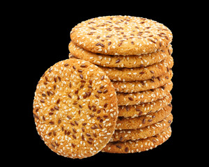 Tasty cookies, isolated on black background