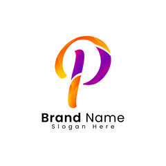 Initial Letter P Gradient Logo Design Element