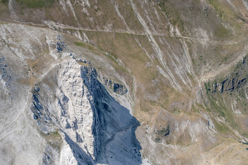  steep crags and barren slopes at Vettore peak, Italy