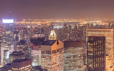 Obraz premium View of New York Manhattan during sunset hours