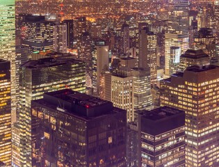 View of New York Manhattan during sunset hours