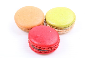 Red, Yellow and Green  macaron isolated in white background