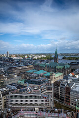 an aerial view of the hanseatic city of hamburg in nice weather