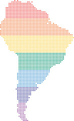 South America in rainbow colored dots - lgbtq community