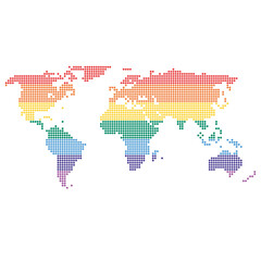 The world in rainbow colored dots - lgbtq community