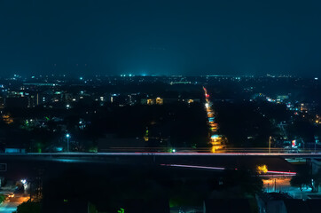 Austin Texas busy highways through downtown at night