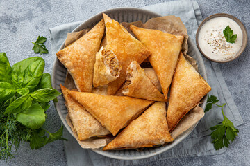 Samosa pasties with meat