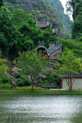 Vietnam pagoda. Trang An travel. Buddhist temple in nature.