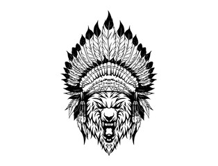Native american Wolf head mascot logo