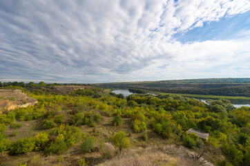 Fototapeta na wymiar Autumn landscape of the Dniester river